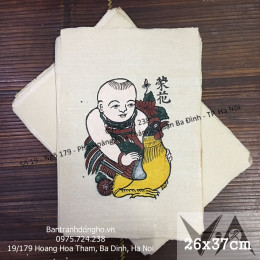 Tranh Đông Hồ Em Bé Ôm Gà - Vinh Hoa